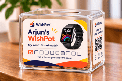 WishPot Basic transparent acrylic coin and savings box